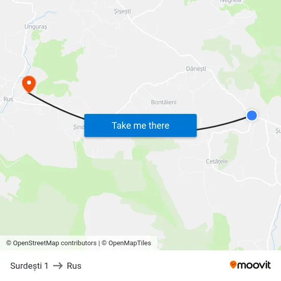 Surdești 1 to Rus map