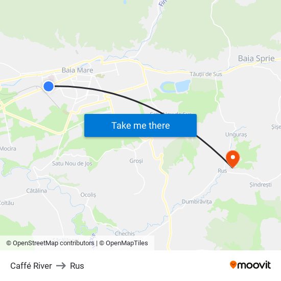 Caffé River to Rus map