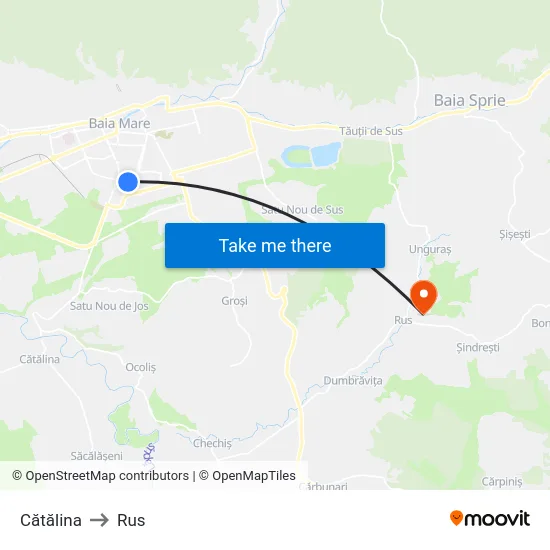 Cătălina to Rus map