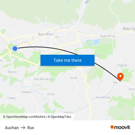 Auchan to Rus map