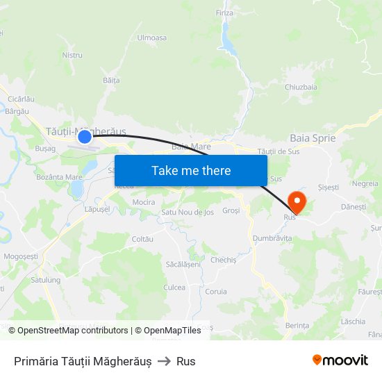 Primăria Tăuții Măgherăuș to Rus map