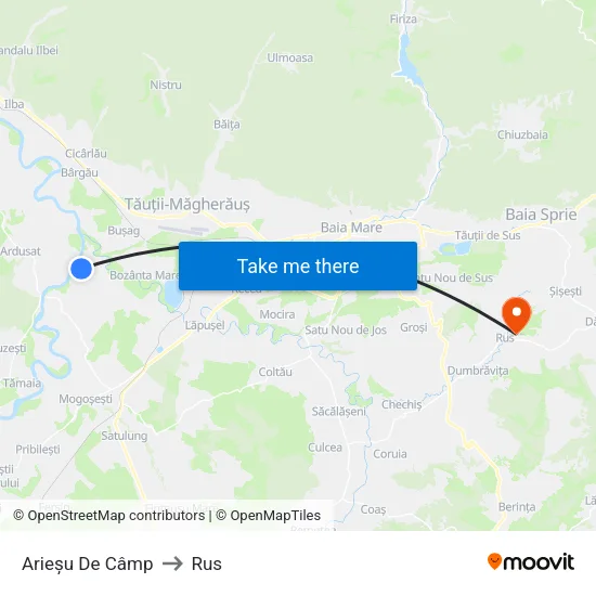 Arieșu De Câmp to Rus map