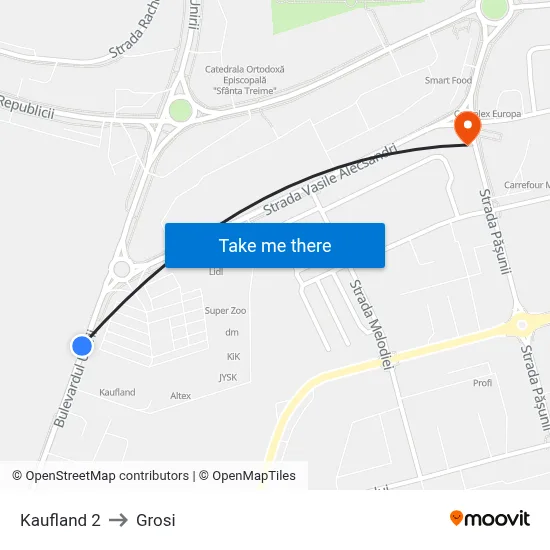 Kaufland 2 to Grosi map