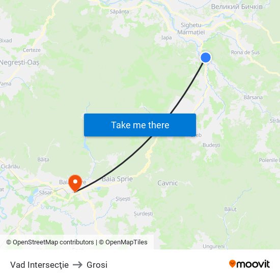 Vad Intersecţie to Grosi map