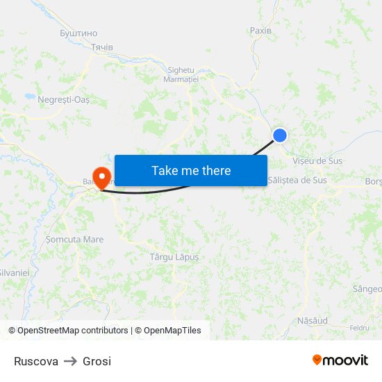 Ruscova to Grosi map