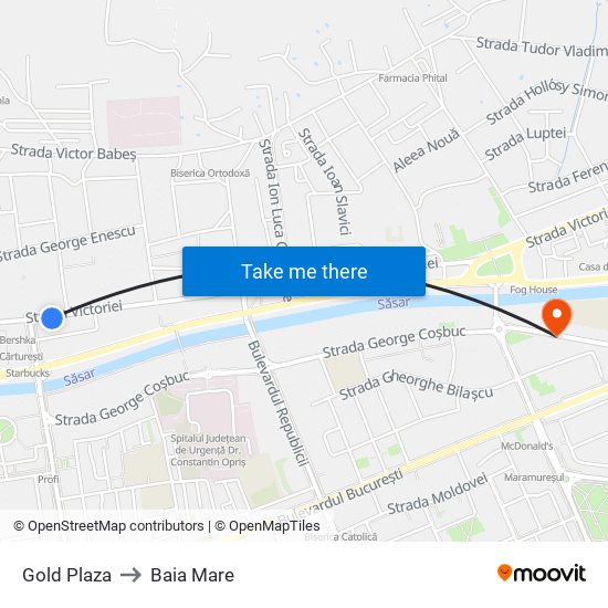 Gold Plaza to Baia Mare map
