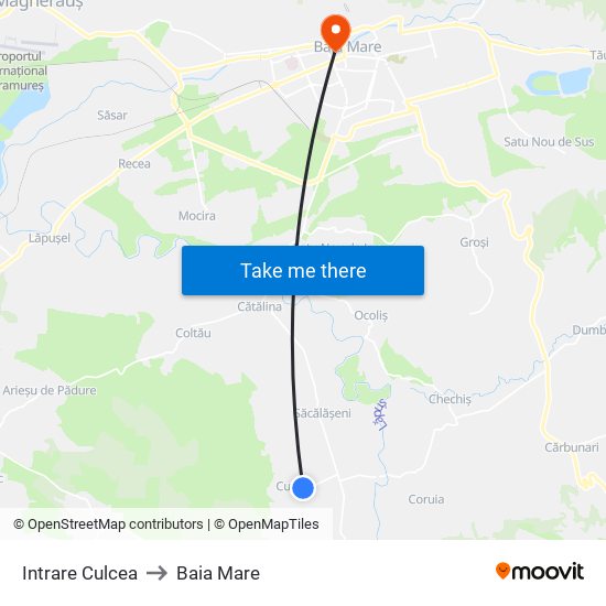 Intrare Culcea to Baia Mare map