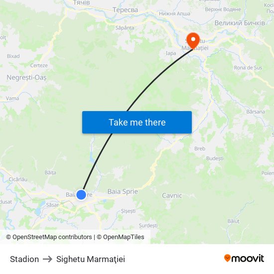 Stadion to Sighetu Marmaţiei map