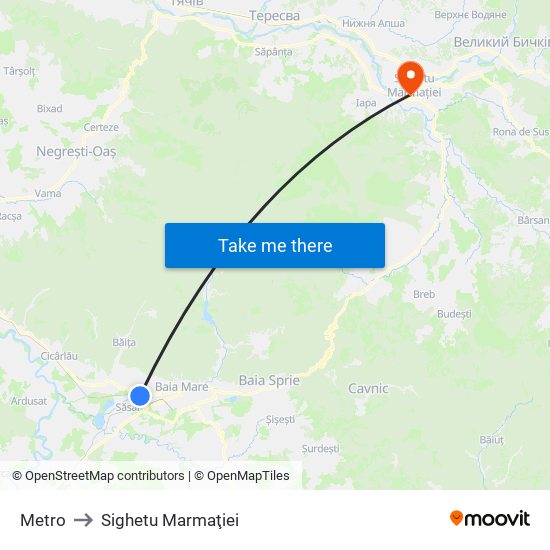 Metro to Sighetu Marmaţiei map