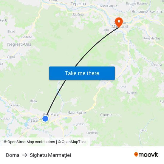 Dorna to Sighetu Marmaţiei map