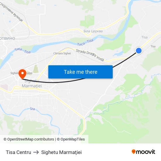 Tisa Centru to Sighetu Marmaţiei map