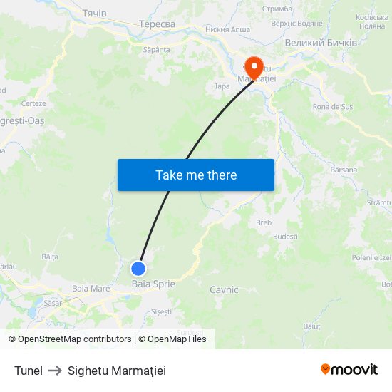 Tunel to Sighetu Marmaţiei map