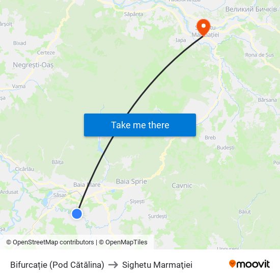 Bifurcație (Pod Cătălina) to Sighetu Marmaţiei map