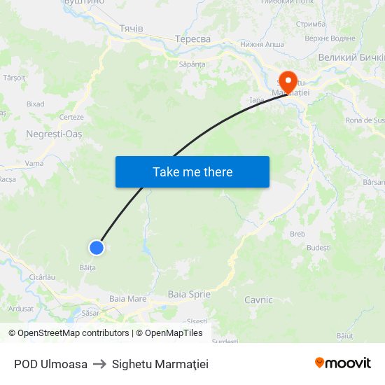 POD Ulmoasa to Sighetu Marmaţiei map