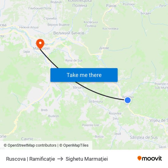 Ruscova | Ramificație to Sighetu Marmaţiei map