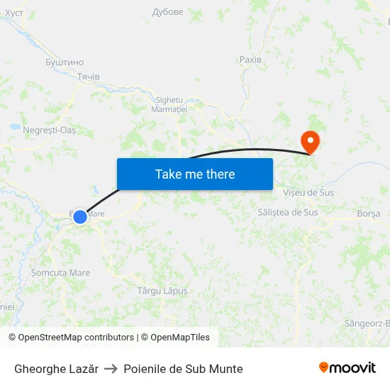 Gheorghe Lazăr to Poienile de Sub Munte map