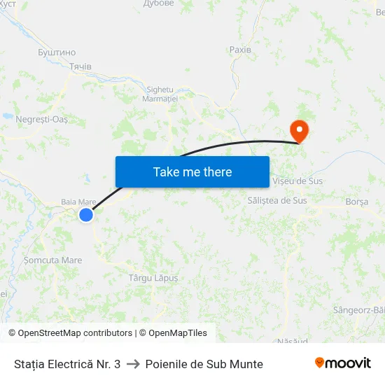 Stația Electrică Nr. 3 to Poienile de Sub Munte map