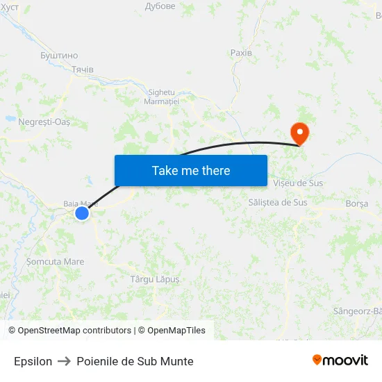 Epsilon to Poienile de Sub Munte map