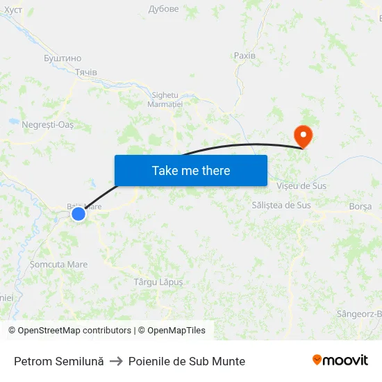Petrom Semilună to Poienile de Sub Munte map