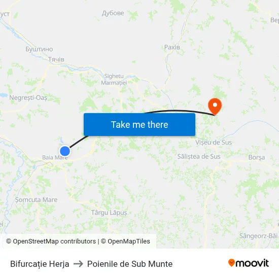 Bifurcație Herja to Poienile de Sub Munte map