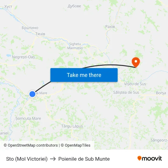 Sto (Mol Victoriei) to Poienile de Sub Munte map