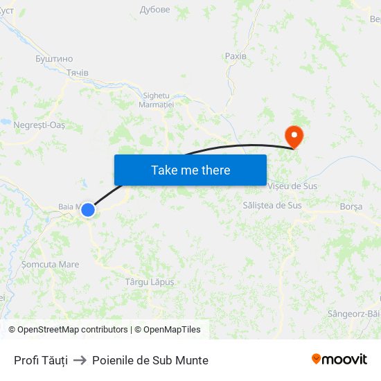 Profi Tăuți to Poienile de Sub Munte map