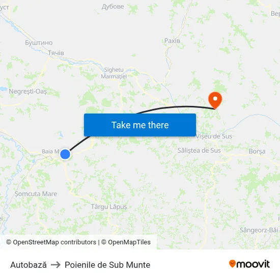 Autobază to Poienile de Sub Munte map