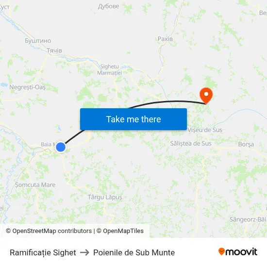 Ramificație Sighet to Poienile de Sub Munte map