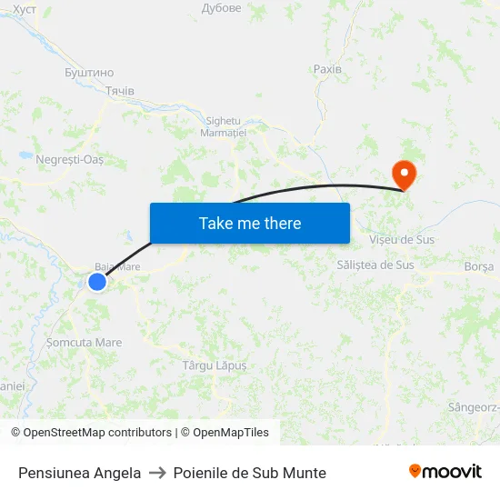 Pensiunea Angela to Poienile de Sub Munte map