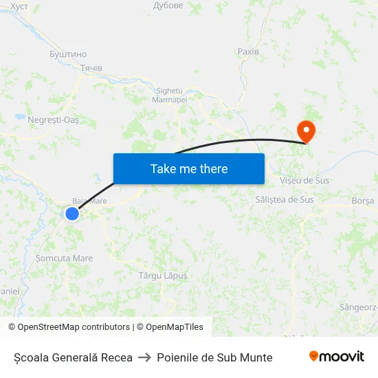Școala Generală Recea to Poienile de Sub Munte map