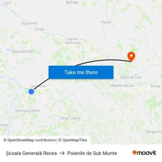 Școala Generală Recea to Poienile de Sub Munte map