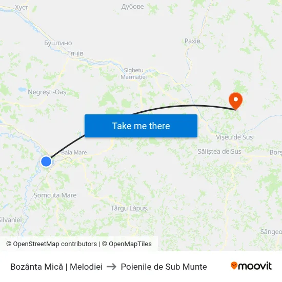 Bozânta Mică | Melodiei to Poienile de Sub Munte map