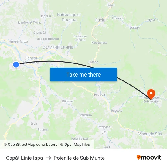Capăt Linie Iapa to Poienile de Sub Munte map