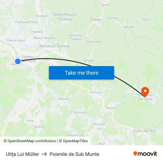 Ulița Lui Müller to Poienile de Sub Munte map