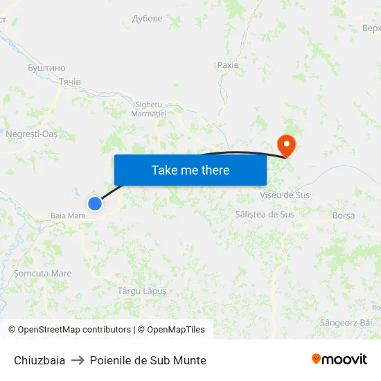 Chiuzbaia to Poienile de Sub Munte map