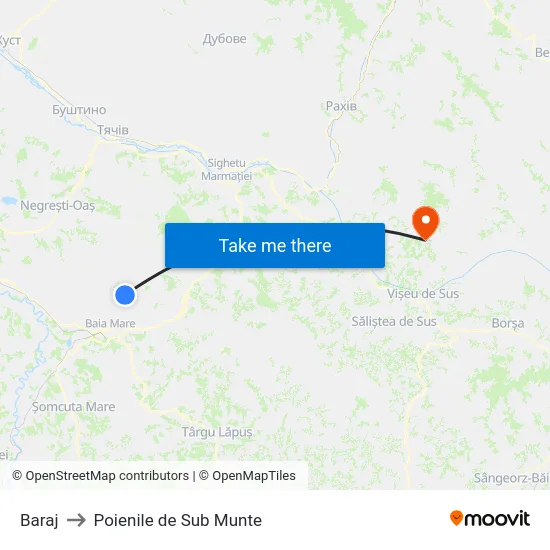 Baraj to Poienile de Sub Munte map