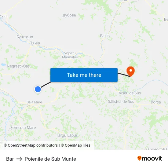 Bar to Poienile de Sub Munte map