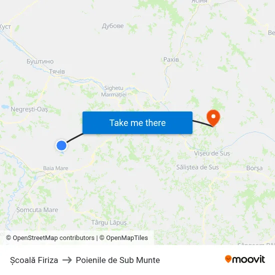 Școală Firiza to Poienile de Sub Munte map
