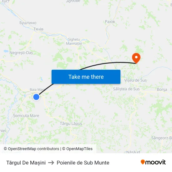 Târgul De Mașini to Poienile de Sub Munte map