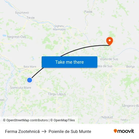 Ferma Zootehnică to Poienile de Sub Munte map