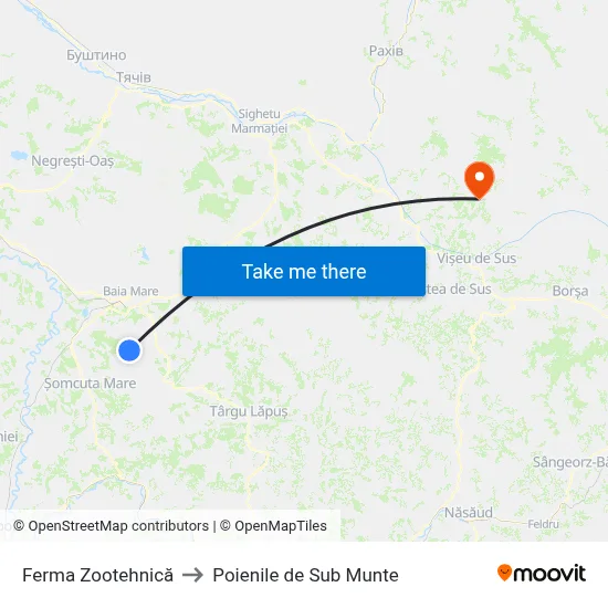 Ferma Zootehnică to Poienile de Sub Munte map