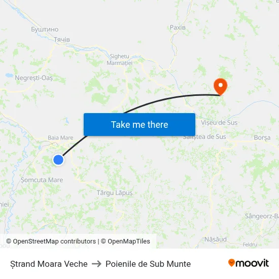 Ștrand Moara Veche to Poienile de Sub Munte map