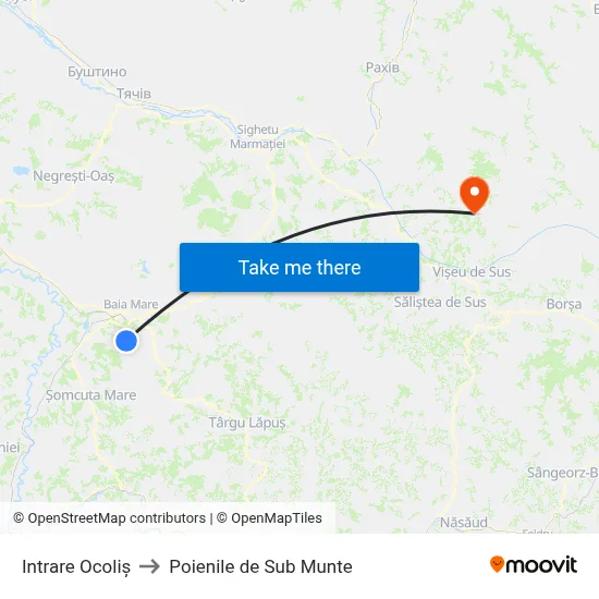 Intrare Ocoliș to Poienile de Sub Munte map