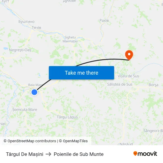 Târgul De Mașini to Poienile de Sub Munte map