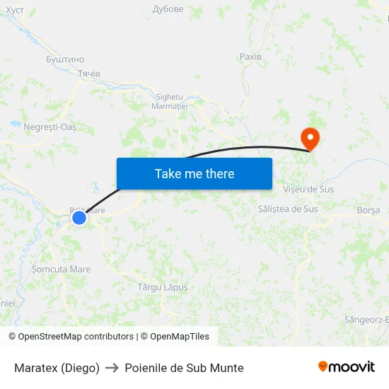 Maratex (Diego) to Poienile de Sub Munte map