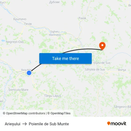 Arieșului to Poienile de Sub Munte map