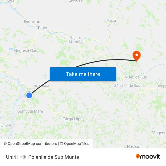 Unirii to Poienile de Sub Munte map