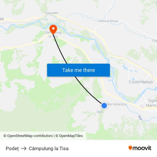 Podeț to Câmpulung la Tisa map