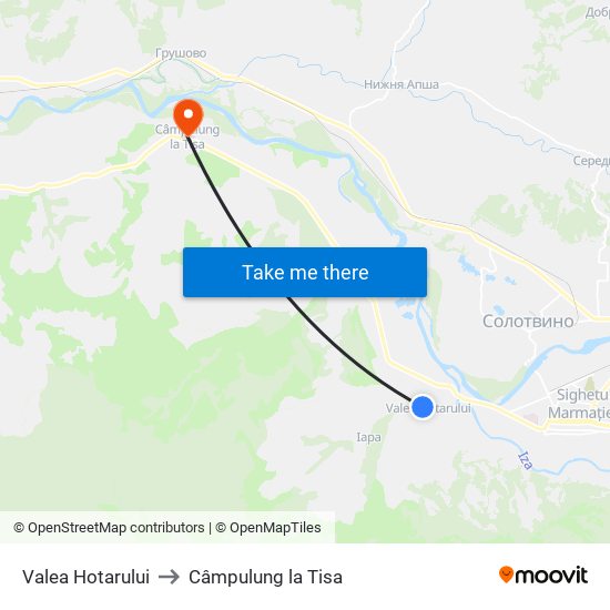 Valea Hotarului to Câmpulung la Tisa map