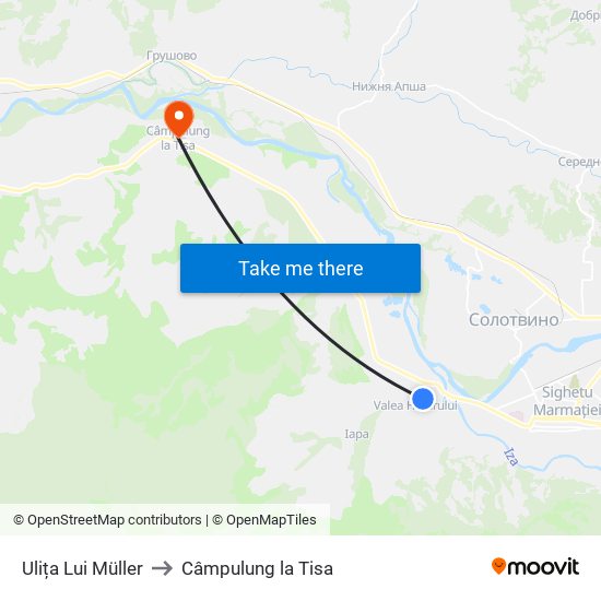 Ulița Lui Müller to Câmpulung la Tisa map